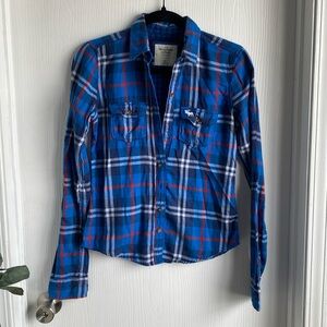 Abercrombie Blue, Red, White Women’s Plaid Button Down Shirt